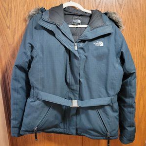 The North Face Hyvent 550 Goose Down Belted Jacket Small Plaid Sz Large